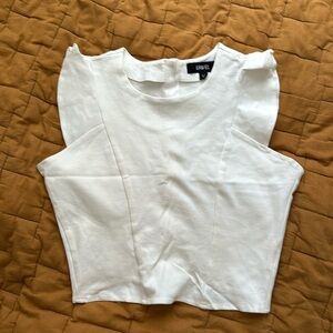 White ruffle tank w/buttons